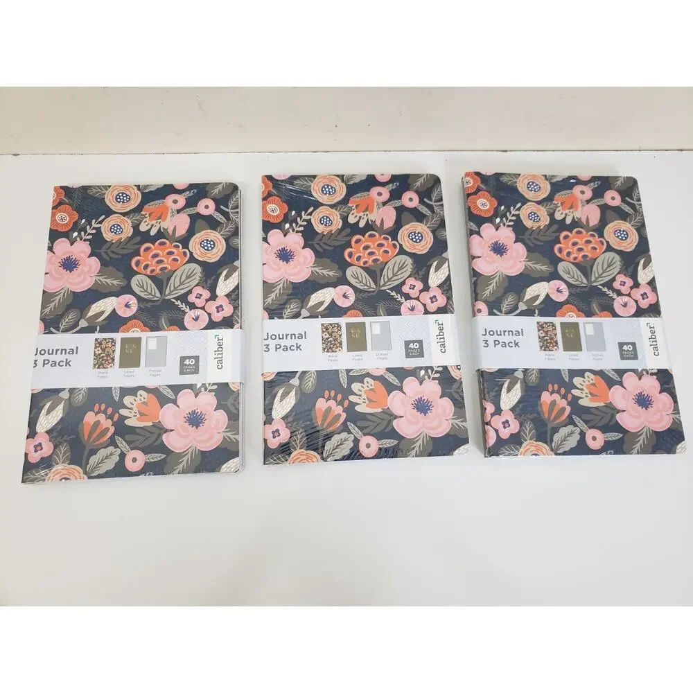 Caliber Journal 3 Pack Blank Lined Dotted Pages 8.5x 5.5 Pages 40 each Lot of 3